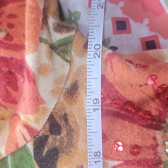 Cheetah print orange floral sequence blouse - Picture 5 of 7